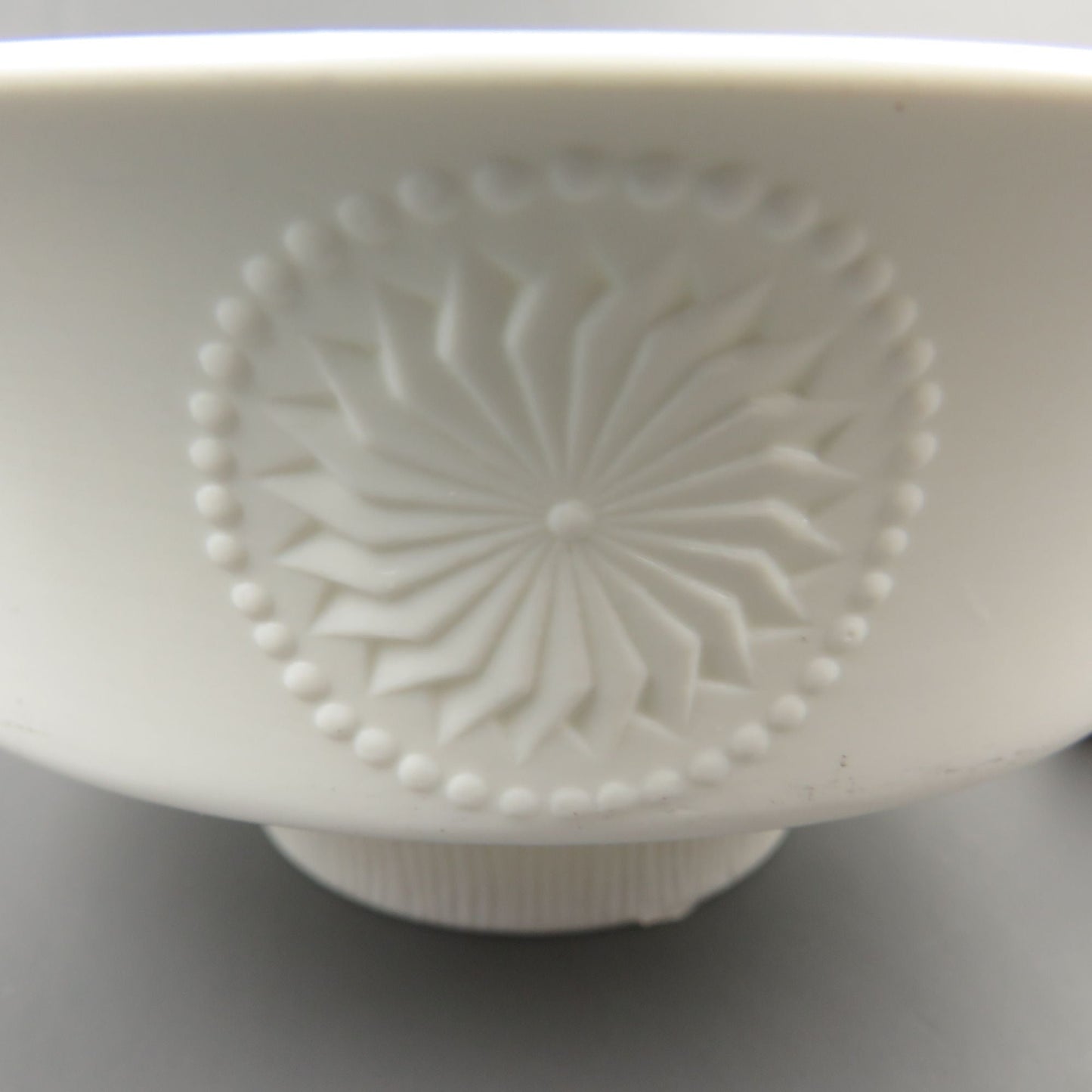 Vintage Kaiser West Germany MCM White Bisque Porcelain Footed Bowl, Emperor Pattern Floral Optic Medallions Toscana - GSaleHunter