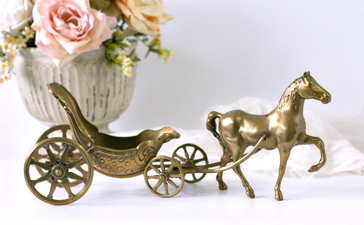 Vintage Large Brass Horse and Carriage, Made in Italy by Artmark - GSaleHunter
