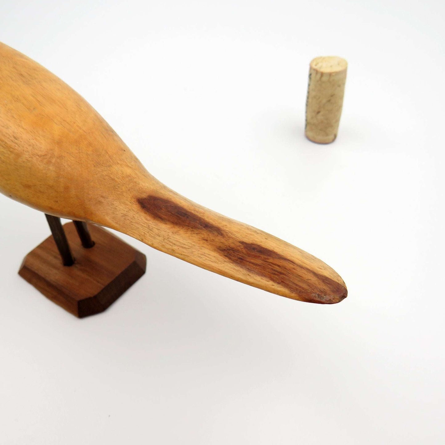 Vintage Mid Century Hand Carved Desert Ironwood Goose/Crane Wood Carving w Glass Eyes - GSaleHunter