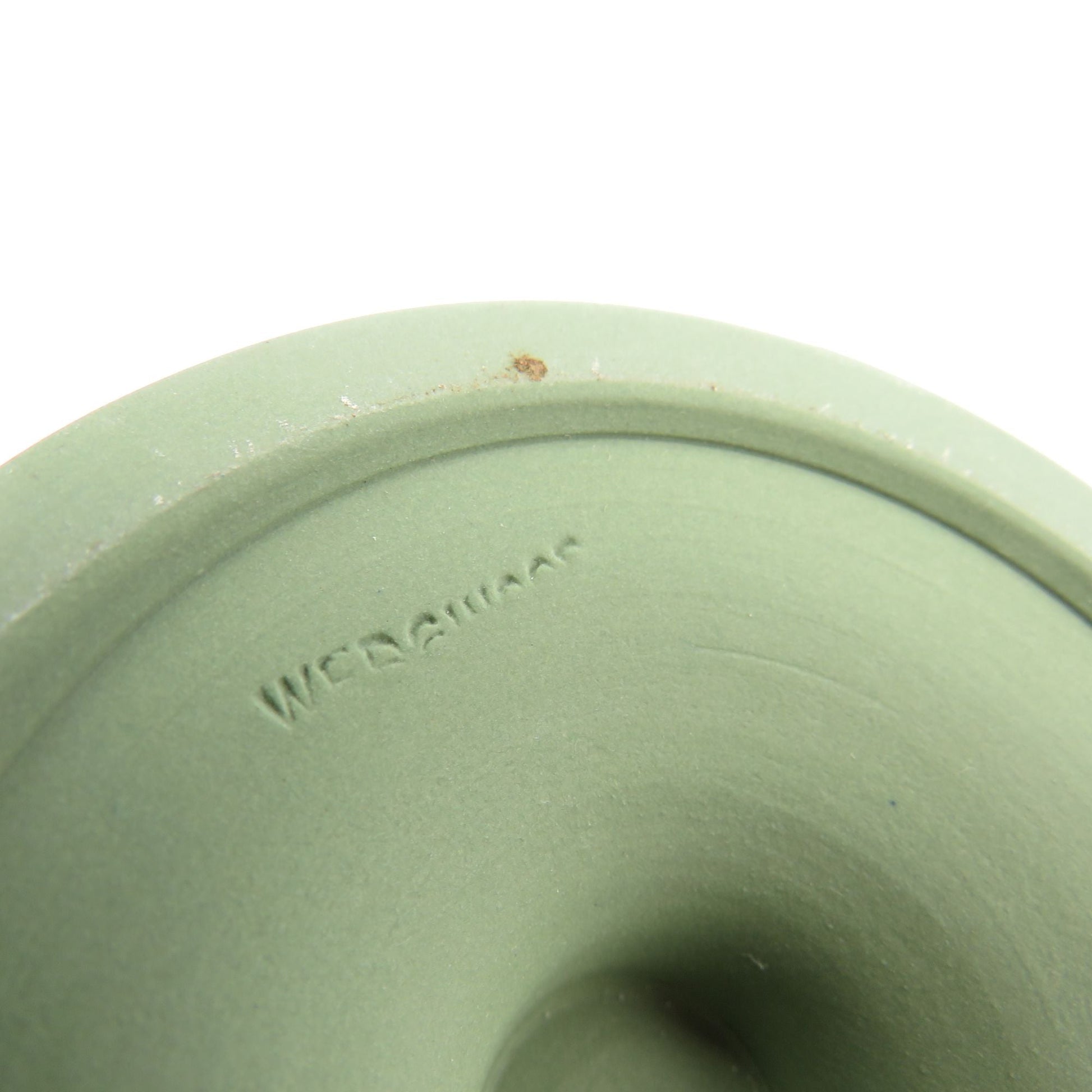 Vintage MINT Wedgwood Footed Spilled Trumpet Vase 5 1/2 Inches Cream on Celadon Green Sage SACRIFICE OF POMONA - GSaleHunter