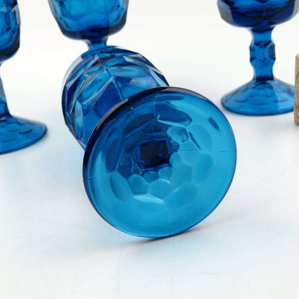 Vintage Set of 4 Viking Glass Georgian Cobalt Blue (Bluenique) 5 1/4" Wine Goblets - GSaleHunter