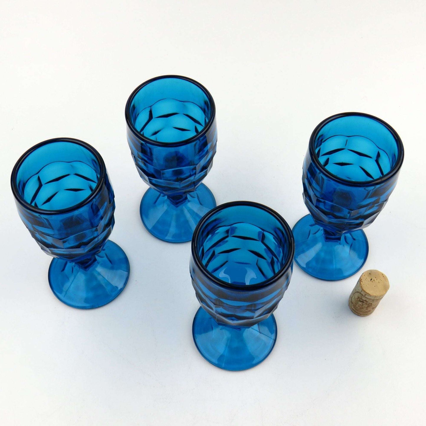Vintage Set of 4 Viking Glass Georgian Cobalt Blue (Bluenique) 5 1/4" Wine Goblets - GSaleHunter
