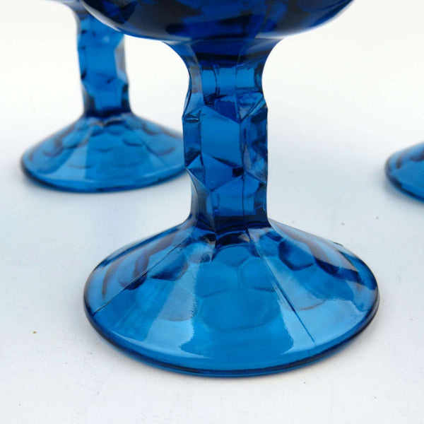 Vintage Set of 4 Viking Glass Georgian Cobalt Blue (Bluenique) 5 1/4" Wine Goblets - GSaleHunter
