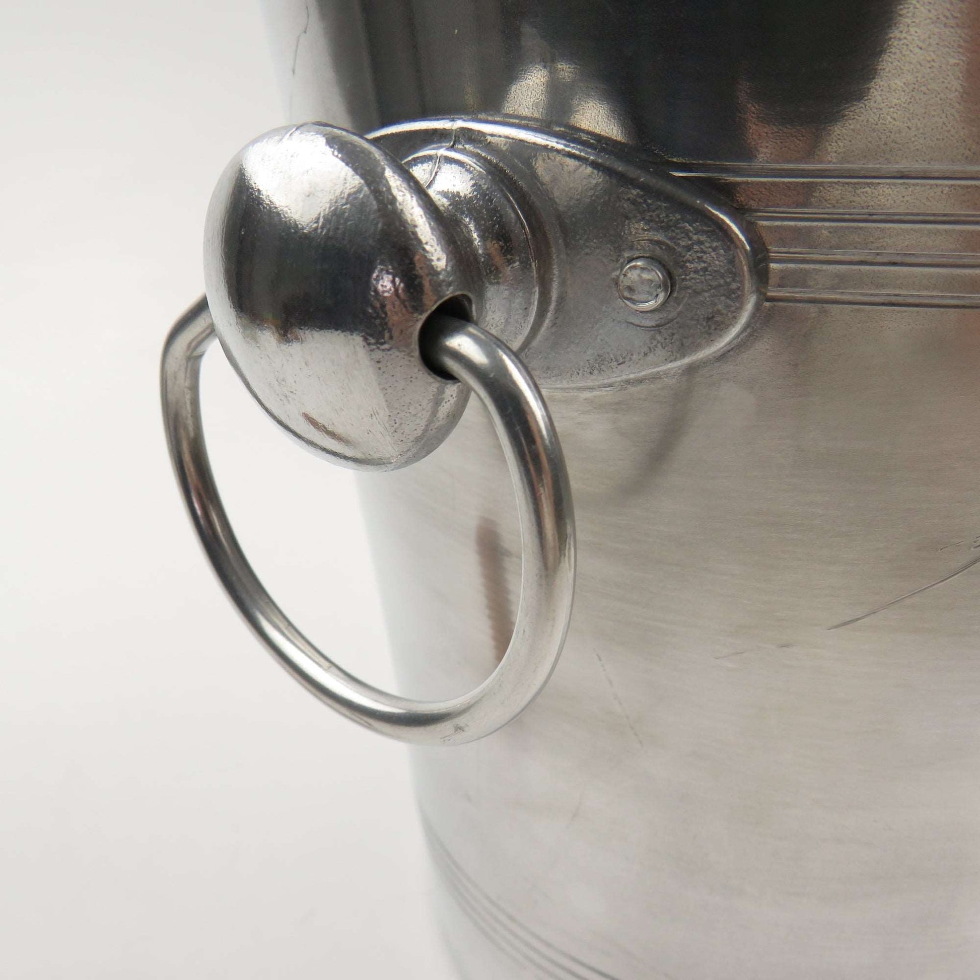 Vintage Spun Aluminum France Vogalu Ice Bucket 2 Handles Faucogney 70310 - GSaleHunter