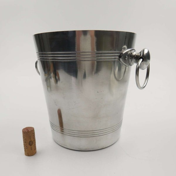 Vintage Spun Aluminum France Vogalu Ice Bucket 2 Handles Faucogney 70310 - GSaleHunter