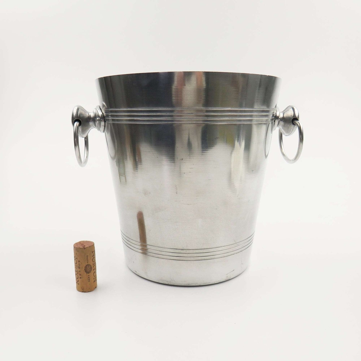 Vintage Spun Aluminum France Vogalu Ice Bucket 2 Handles Faucogney 70310 - GSaleHunter