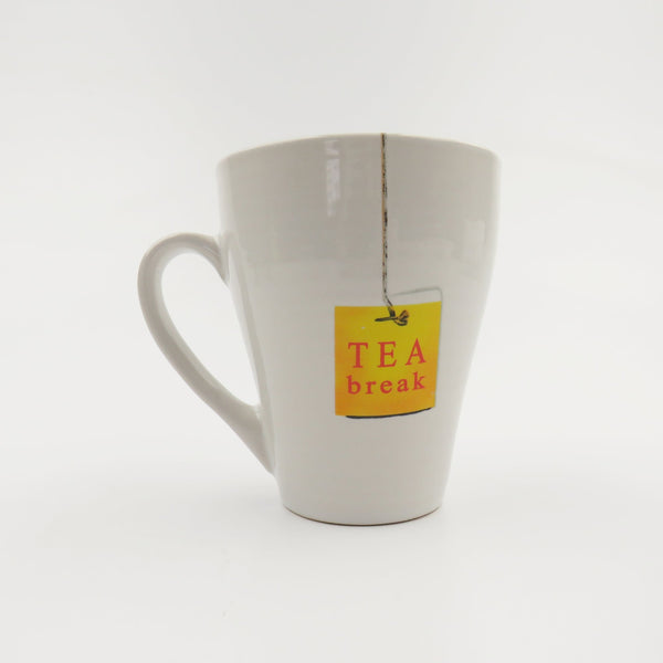 Vintage Tea Break White Mug Cup with Tea Bag Design by Boston Warehouse - GSaleHunter